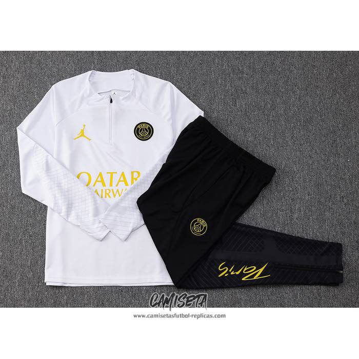 Chandal de Sudadera del Paris Saint-Germain Jordan 2023-2024 Nino Blanco